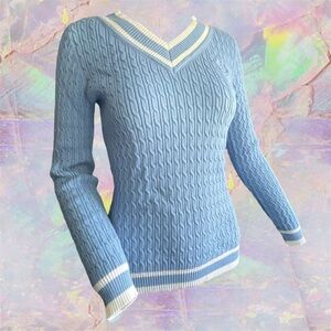 Liz Claiborne preppy academia cable knit sweater